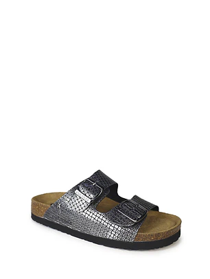 SANDÁLIAS AMÁLIA PRATEADAS COM TEXTURA CUBANAS