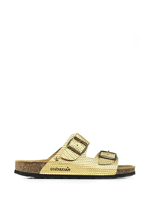 SANDÁLIAS AMÁLIA DOURADAS COM TEXTURA CUBANAS