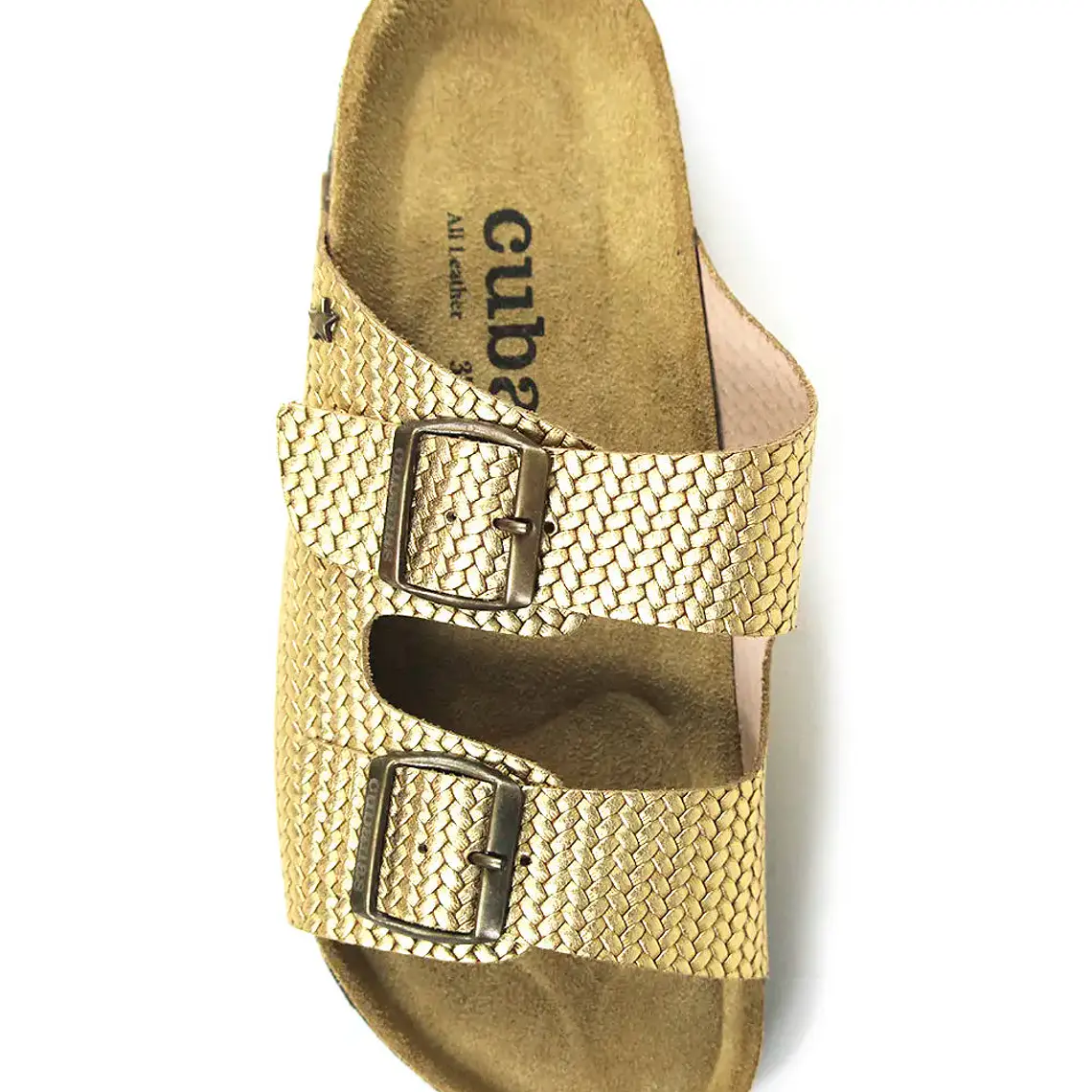 SANDÁLIAS AMÁLIA DOURADAS COM TEXTURA CUBANAS 2