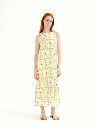 VESTIDO COMPRIDO ESTAMPADO FLOR DE OLIVEIRA COMPAÑIA FANTASTICA