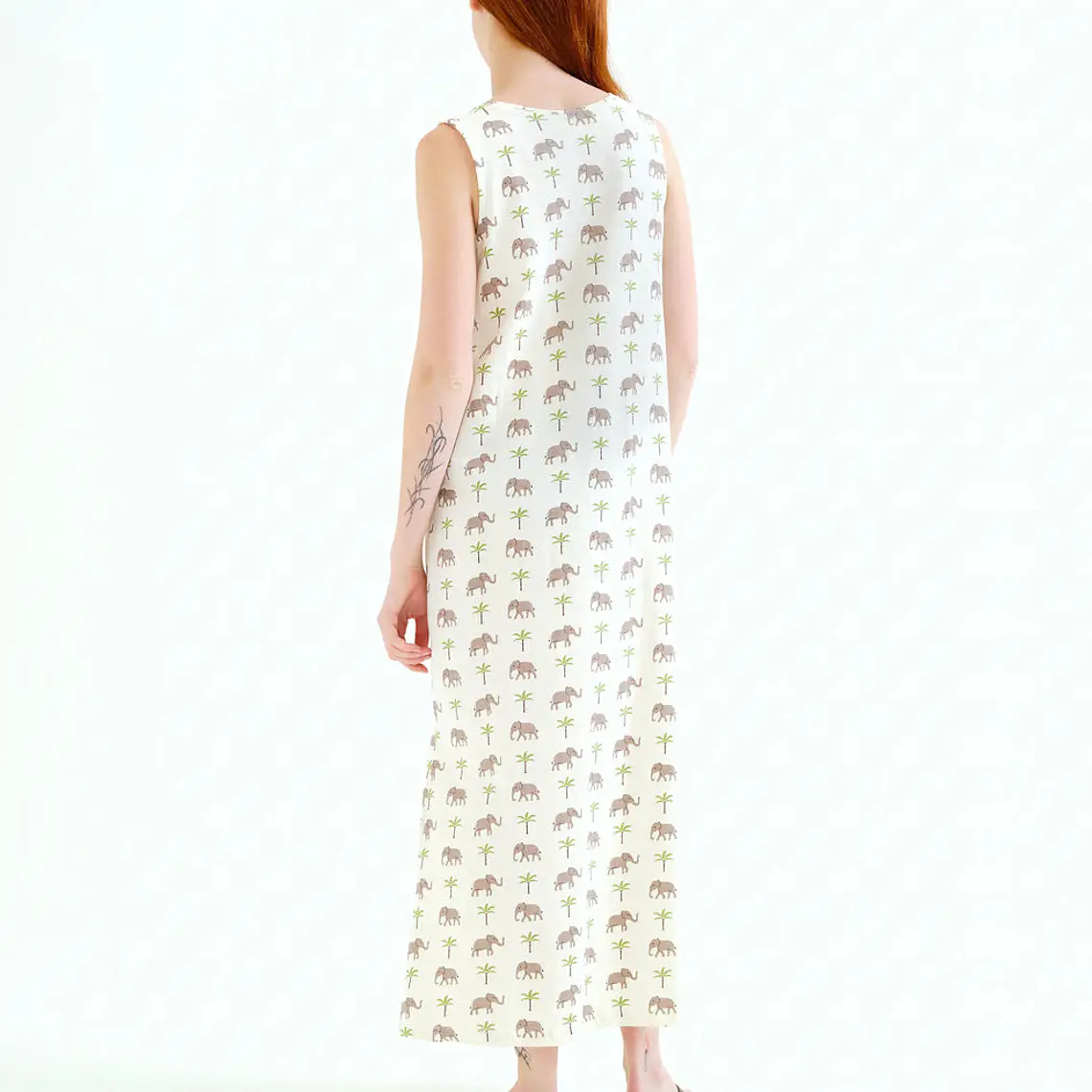 VESTIDO MALHA DE ALGODÃO COM ELEFANTES COMPAÑIA FANTASTICA 2