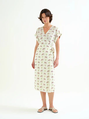 VESTIDO COMPRIDO COM ELEFANTES COMPAÑIA FANTASTICA