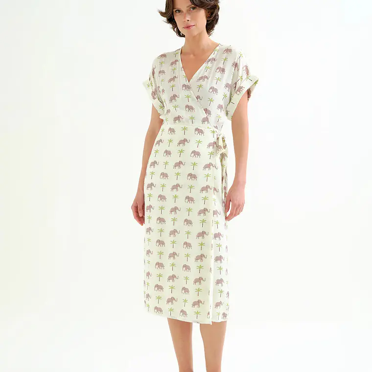 VESTIDO COMPRIDO COM ELEFANTES COMPAÑIA FANTASTICA 1