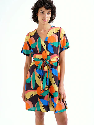 VESTIDO CURTO COM ESTAMPADO TUTTI FRUTTI COMPAÑIA FANTASTICA 