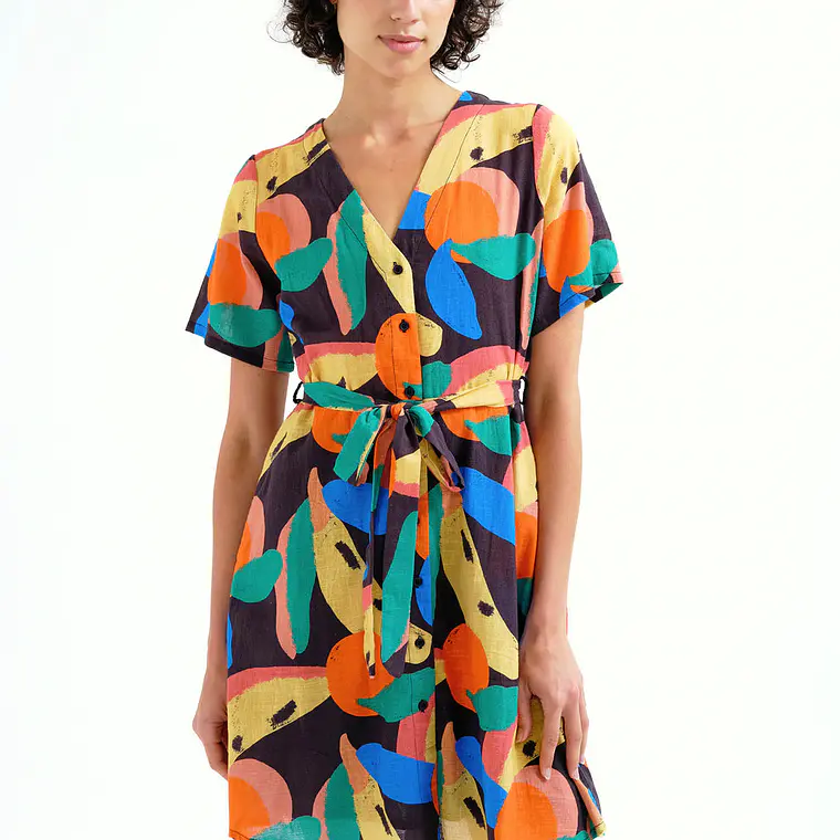 VESTIDO CURTO COM ESTAMPADO TUTTI FRUTTI COMPAÑIA FANTASTICA  1