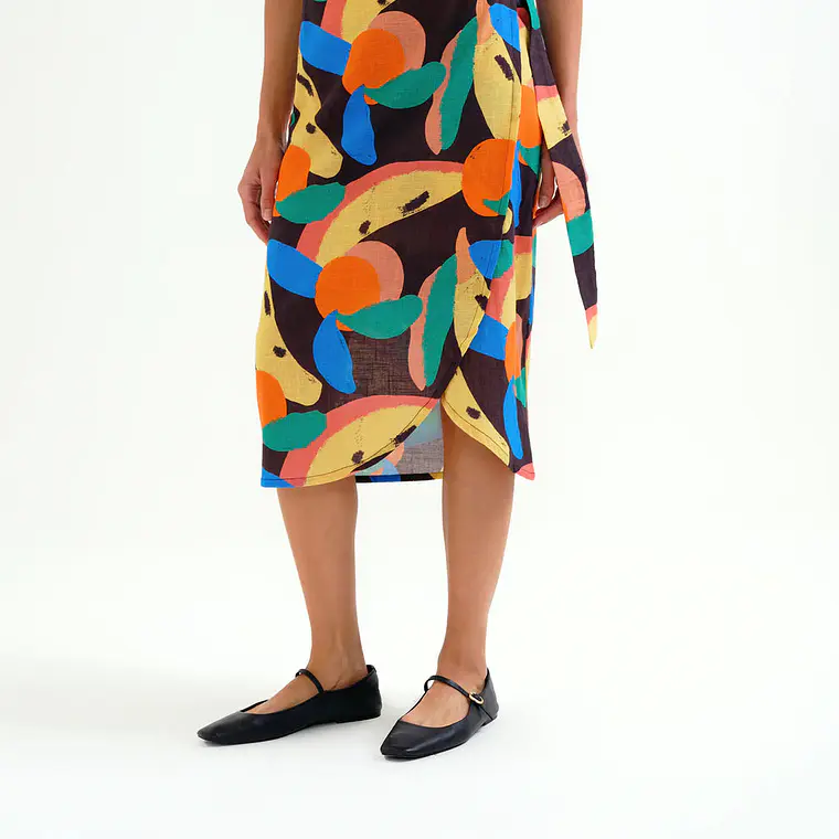 SAIA MIDI COM ESTAMPADO TUTTIFRUTTI COMPAÑIA FANTASTICA 1