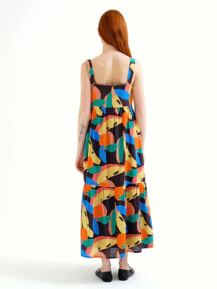 VESTIDO COMPRIDO COM ESTAMPADO TUTTIFRUTTI COMPAÑIA FANTASTICA