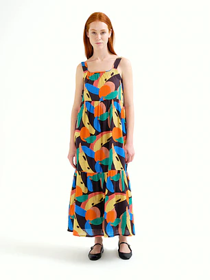 VESTIDO COMPRIDO COM ESTAMPADO TUTTIFRUTTI COMPAÑIA FANTASTICA