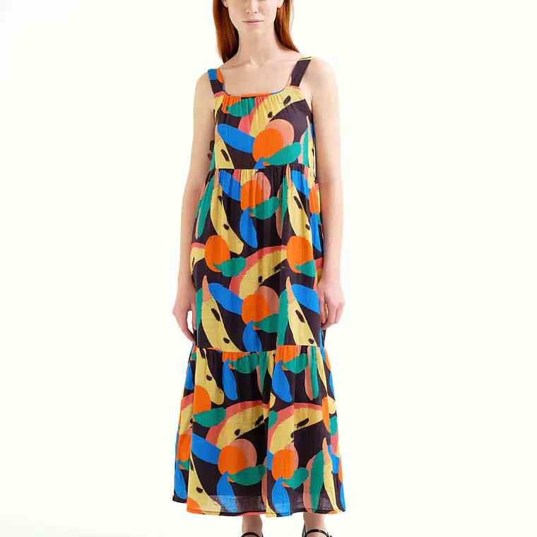 VESTIDO COMPRIDO COM ESTAMPADO TUTTIFRUTTI COMPAÑIA FANTASTICA 1