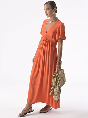 VESTIDO COMPRIDO LARANJA KORA ORFEU PARIS