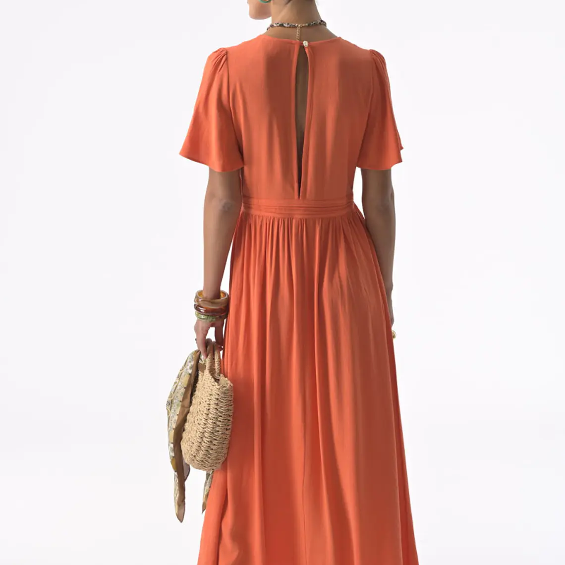 VESTIDO COMPRIDO LARANJA KORA ORFEU PARIS 2