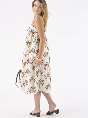 VESTIDO MIDI ESTAMPADO PALMEIRAS LOUANE ORFEU PARIS