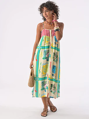VESTIDO MIDI LOUANE ESTAMPADO RIVIERA ORFEU PARIS