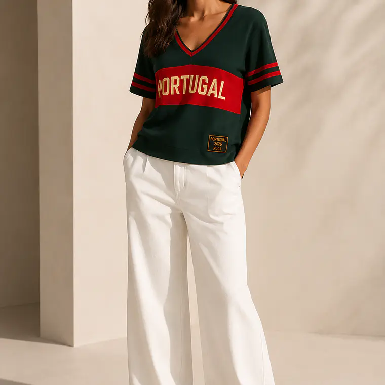 T-SHIRT COM FUNDO VERDE PORTUGAL 1