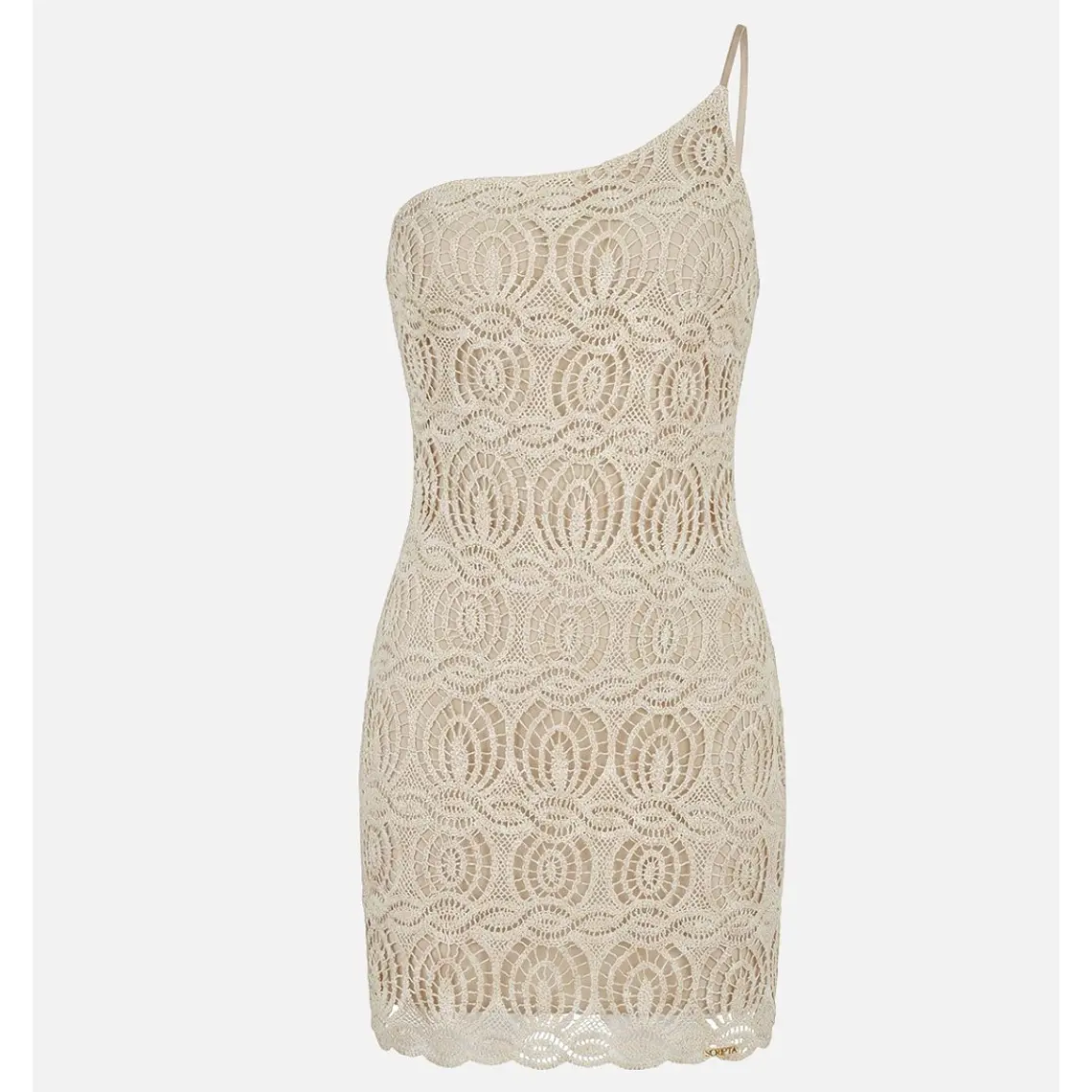 VESTIDO CURTO EM RENDA COM DECOTE ASSIMÉTRICO SCRIPTA 2