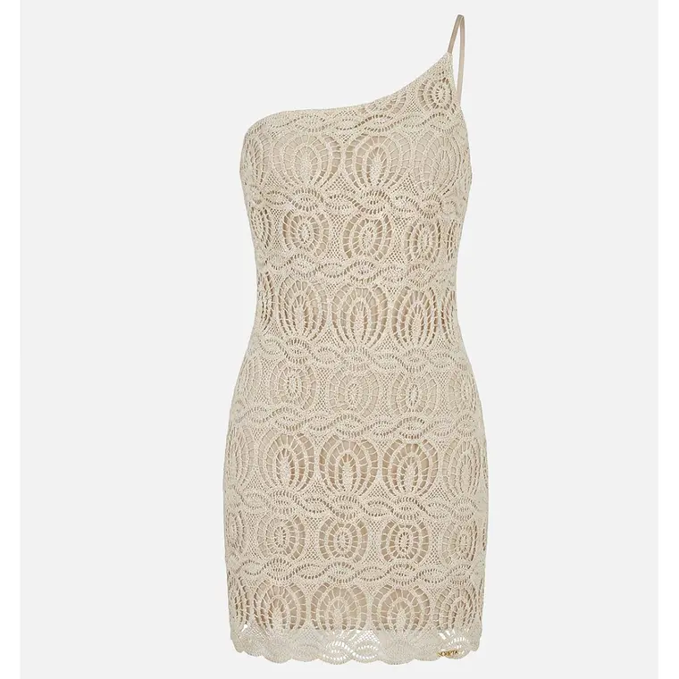 VESTIDO CURTO EM RENDA COM DECOTE ASSIMÉTRICO SCRIPTA 2