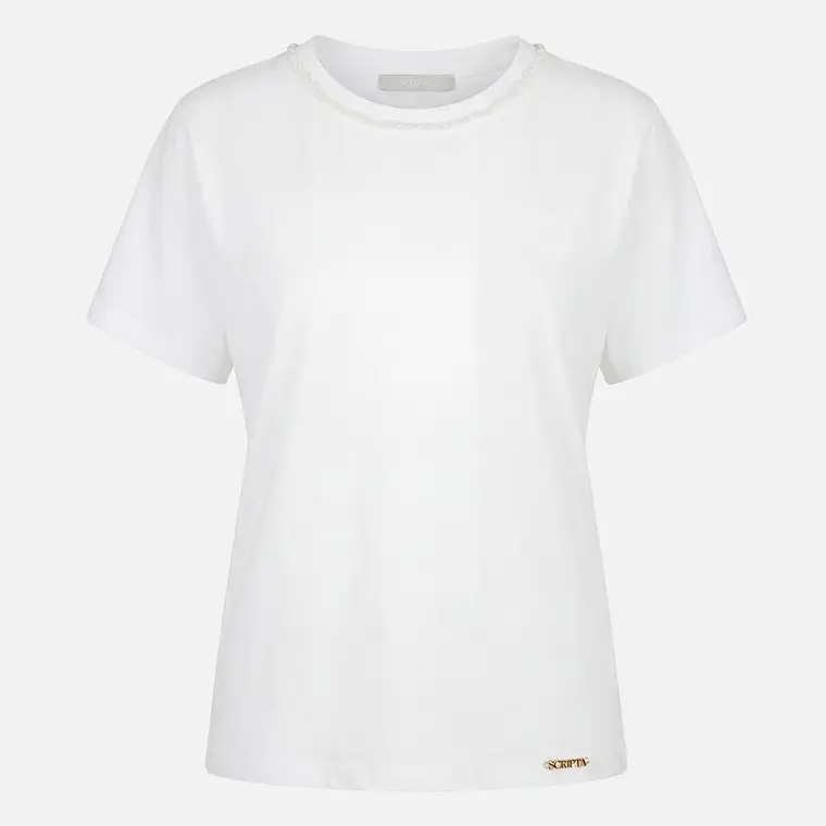 T-SHIRT EM ALGODÃO COM MISSANGAS SCRIPTA  1