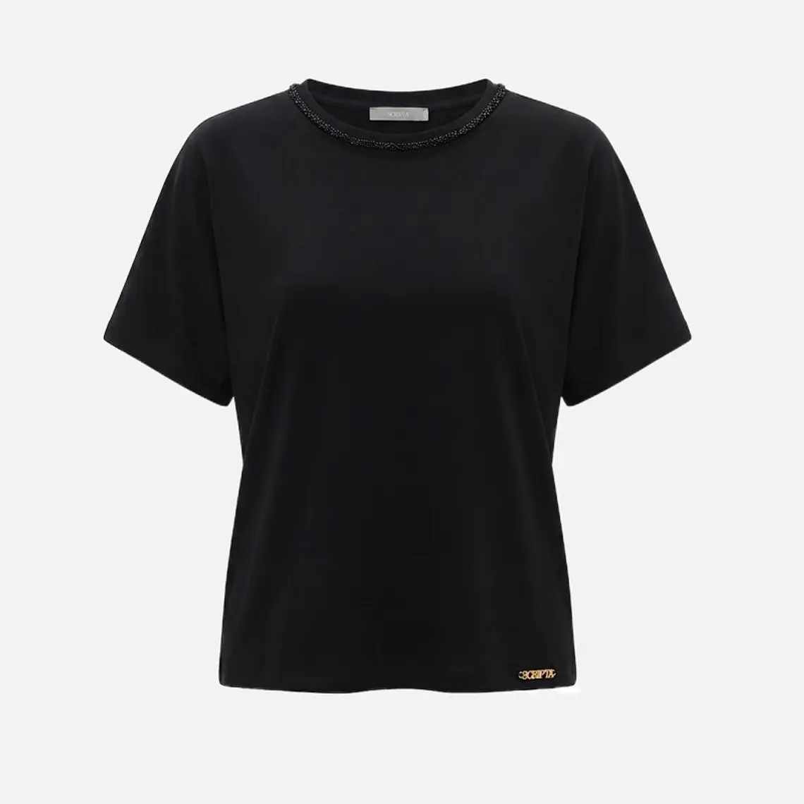 T-SHIRT EM ALGODÃO COM MISSANGAS SCRIPTA  2
