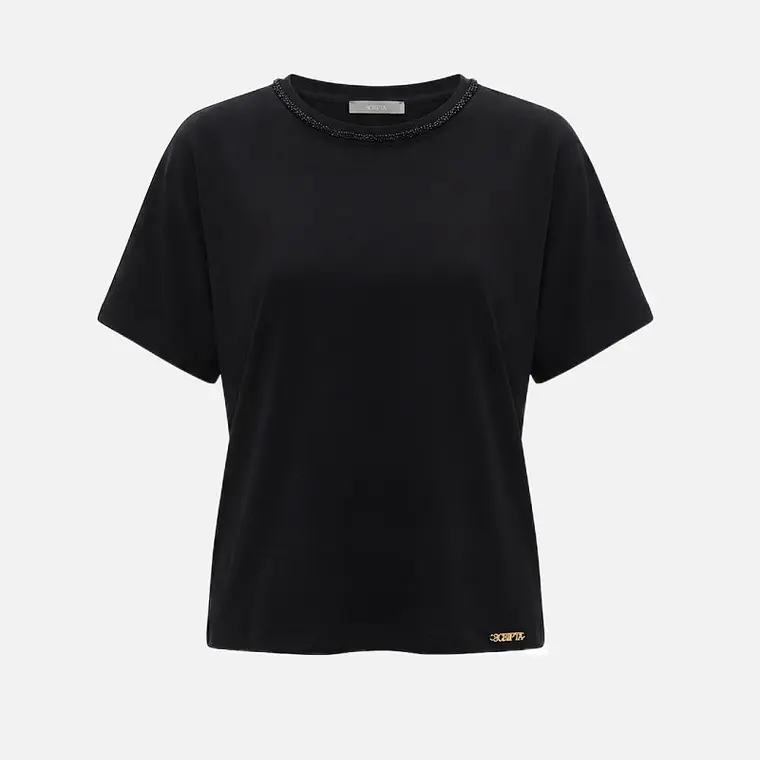 T-SHIRT EM ALGODÃO COM MISSANGAS SCRIPTA  2