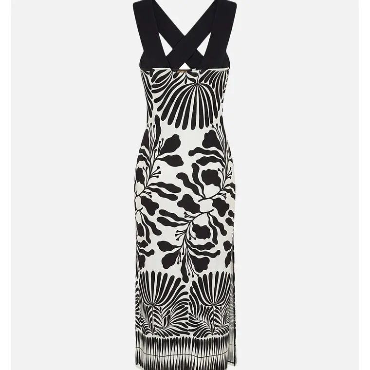 VESTIDO ESTAMPADO EM MALHA COM DECOTE CRUZADO SCRIPTA 2