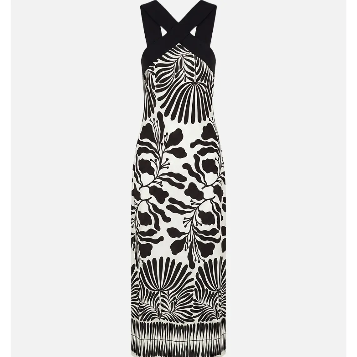 VESTIDO ESTAMPADO EM MALHA COM DECOTE CRUZADO SCRIPTA 1