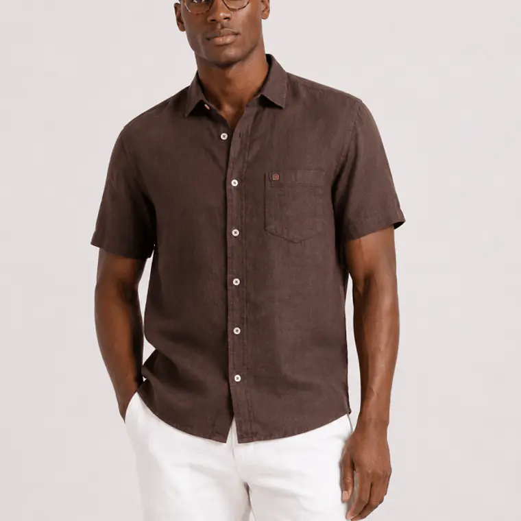CAMISA DE LINHO MANGA CURTA YELLOWSKIN 2