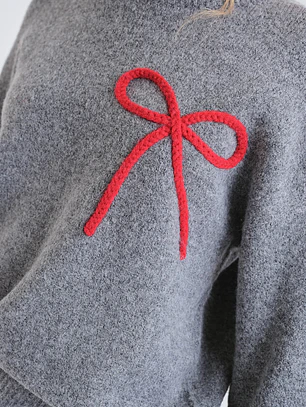 CAMISOLA MALHA CINZA COM LAÇO VERMELHO COMPAÑIA FANTASTICA 