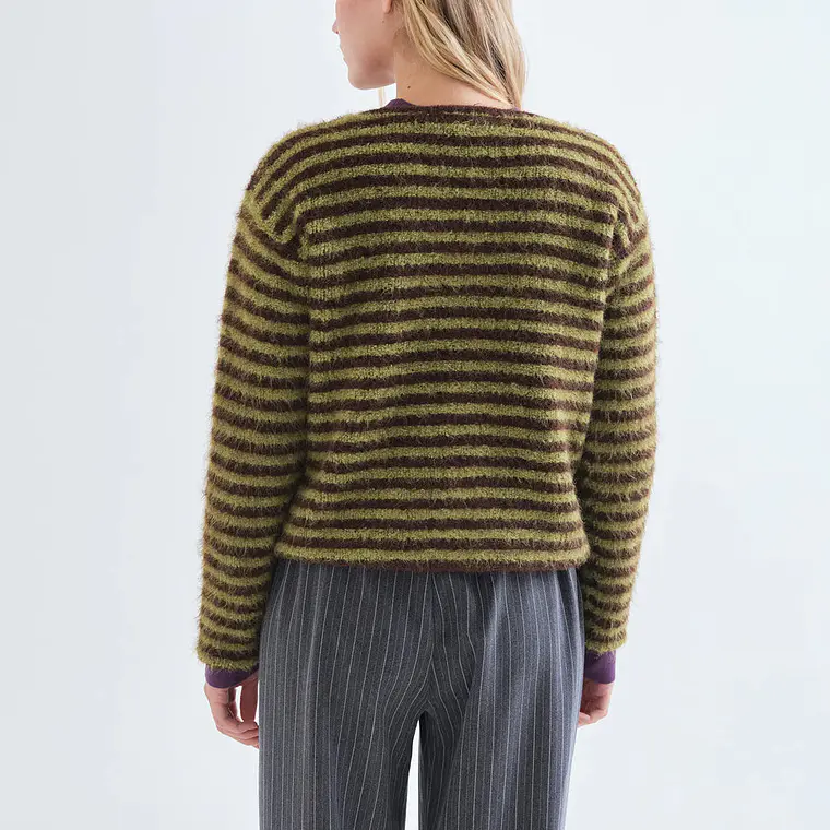 CARDIGAN COM RISCAS VERDE E CASTANHAS COMPAÑIA FANTASTICA  3