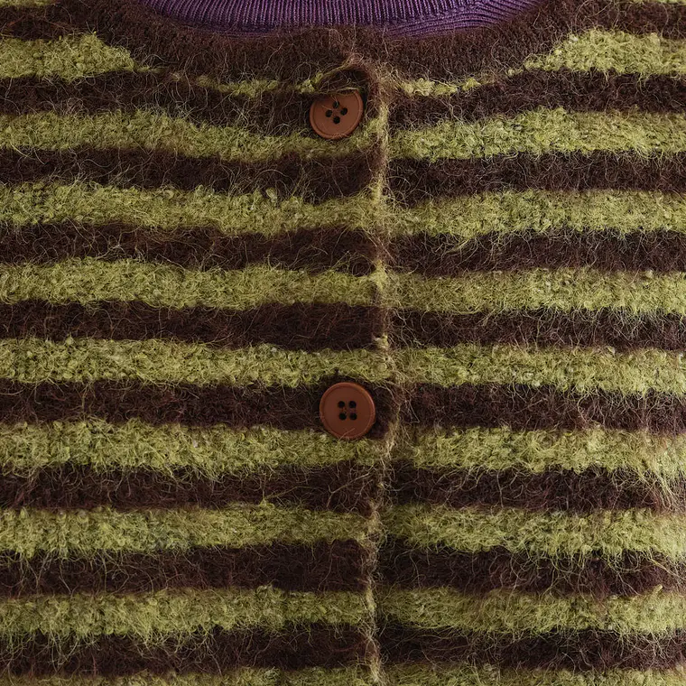 CARDIGAN COM RISCAS VERDE E CASTANHAS COMPAÑIA FANTASTICA  4