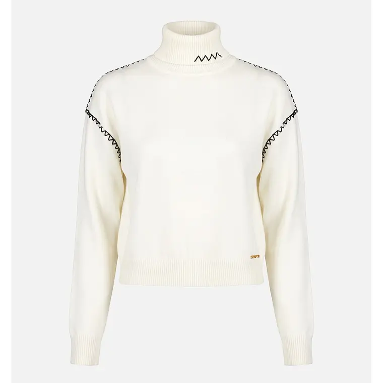 CAMISOLA DE MALHA EM GOLA ALTA COM PORMENOR EM CONTRASTE SCRIPTA  3