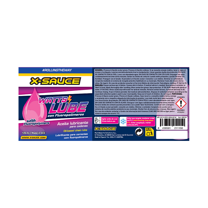 Aceite Lubricante WATTS LUBE 125 ml X-Sauce 2