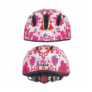 Set Protecciones y Casco (52-55 cm) Incluye Muñequera / Color Rosado-Blanco | Hook