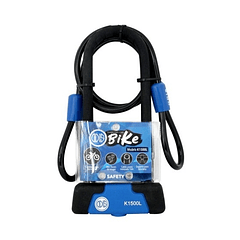Set Candado U Lock Odis R1500L Azul/Negro + Cable 10mm x 1,2m