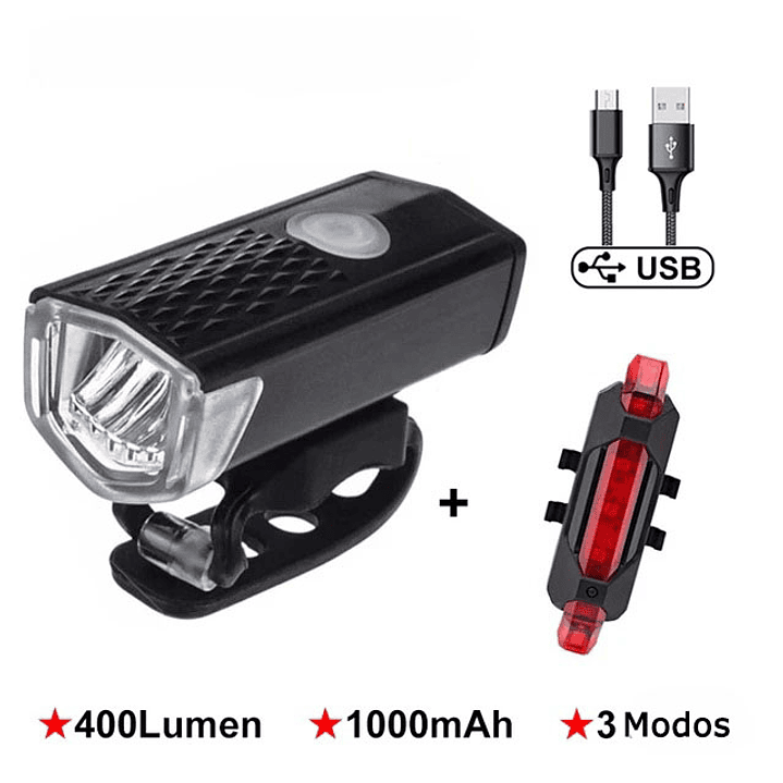 Set Luces Delantera y Trasera carga USB 2