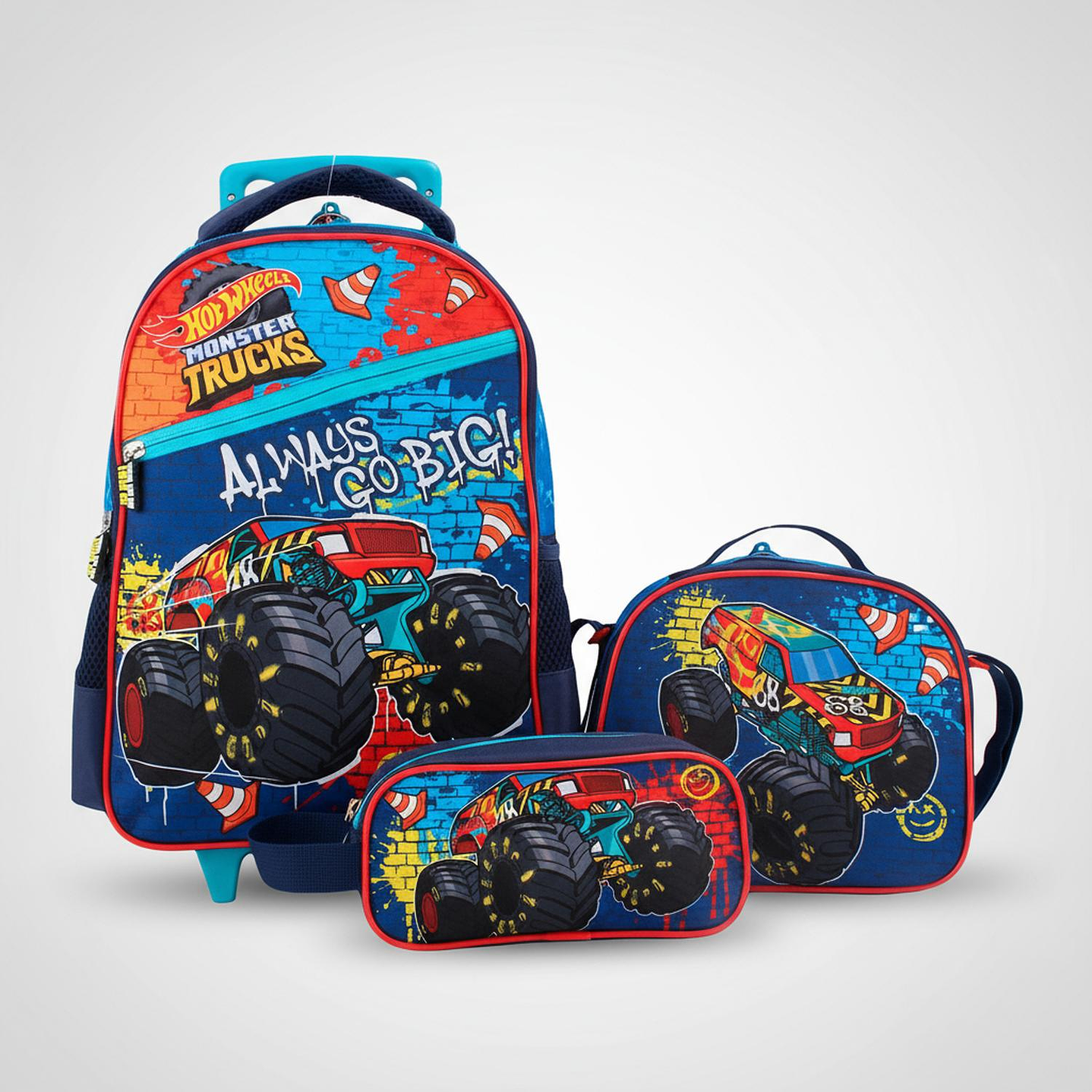 Mochila Hot Wheels Con Lonchera Y Estuche Hotwheels Mochila Con Rueda 1