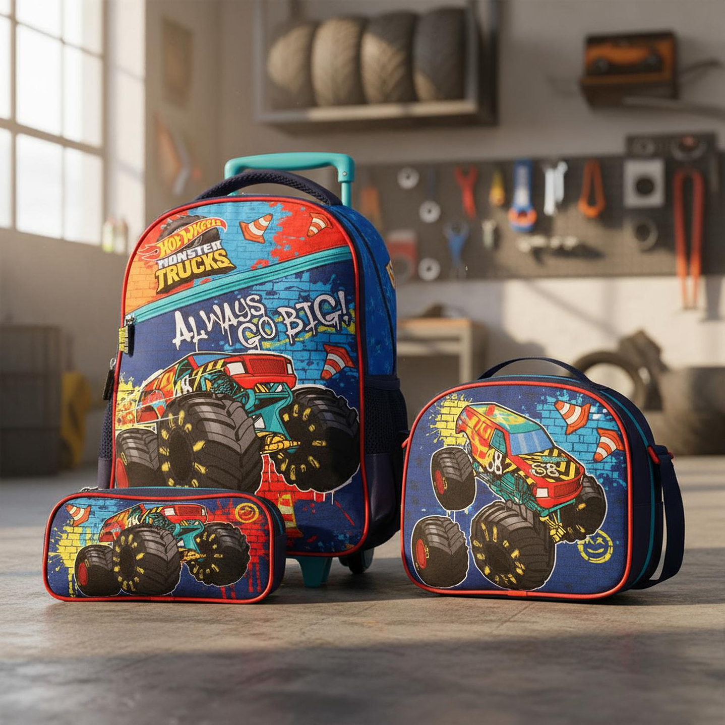 Mochila Hot Wheels Con Lonchera Y Estuche Hotwheels Mochila Con Rueda 6