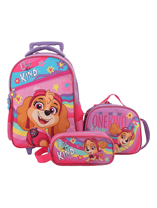Paw Patrol Mochila Con Lonchera Y Estuche Rosa