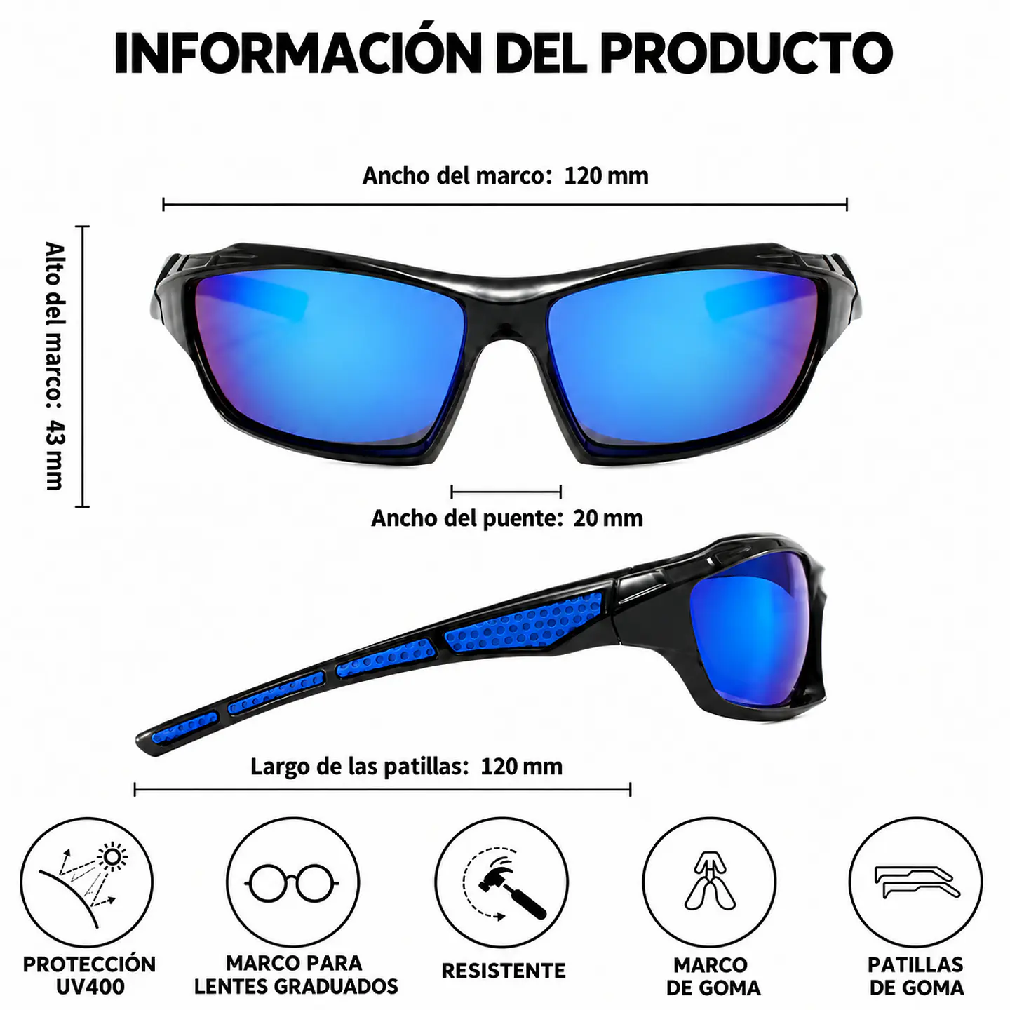 Gafas polarizadas Okuma UV400, resistentes al viento y al arena. 3