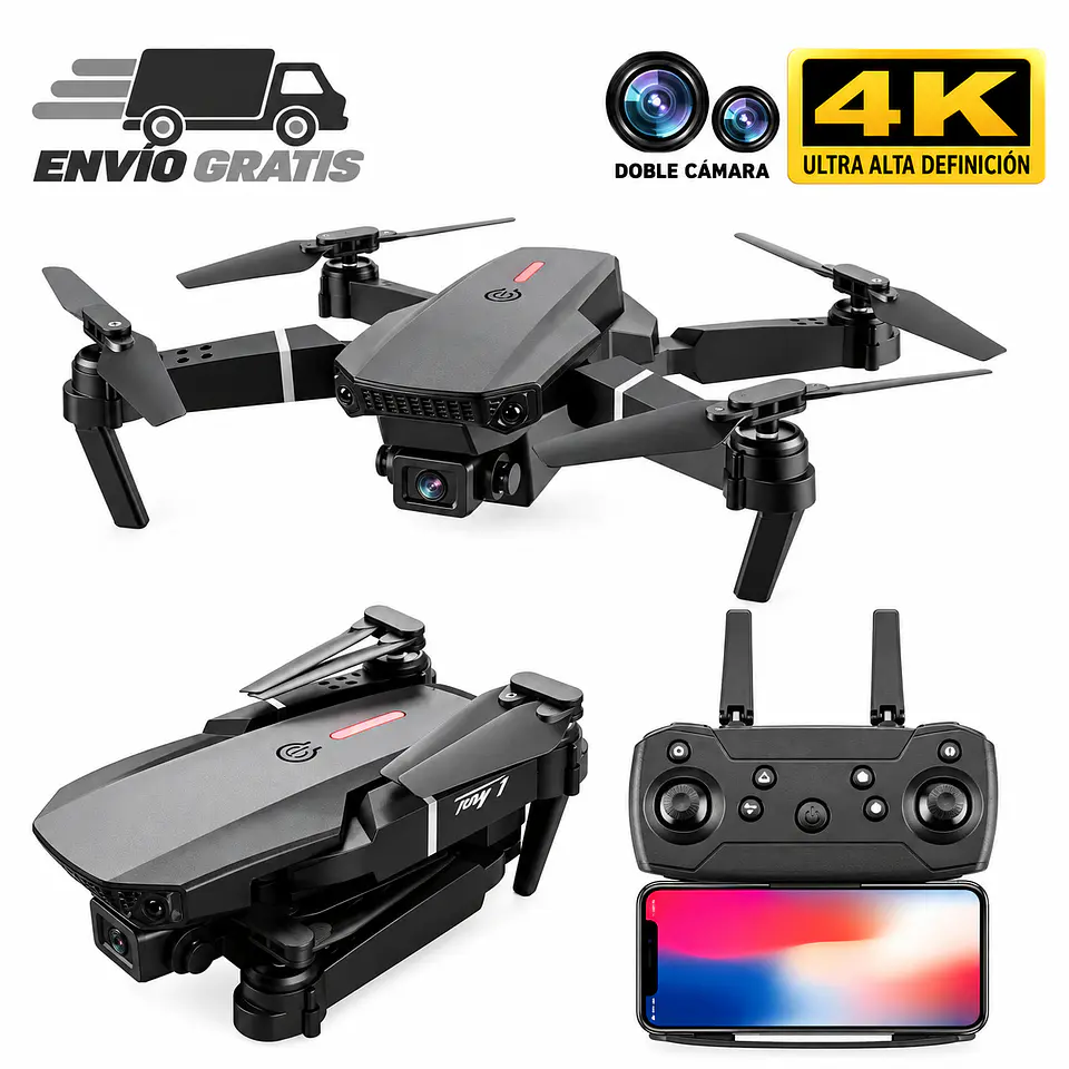 Dron Plegable con Doble Cámara 4K HD y Control Remoto 1