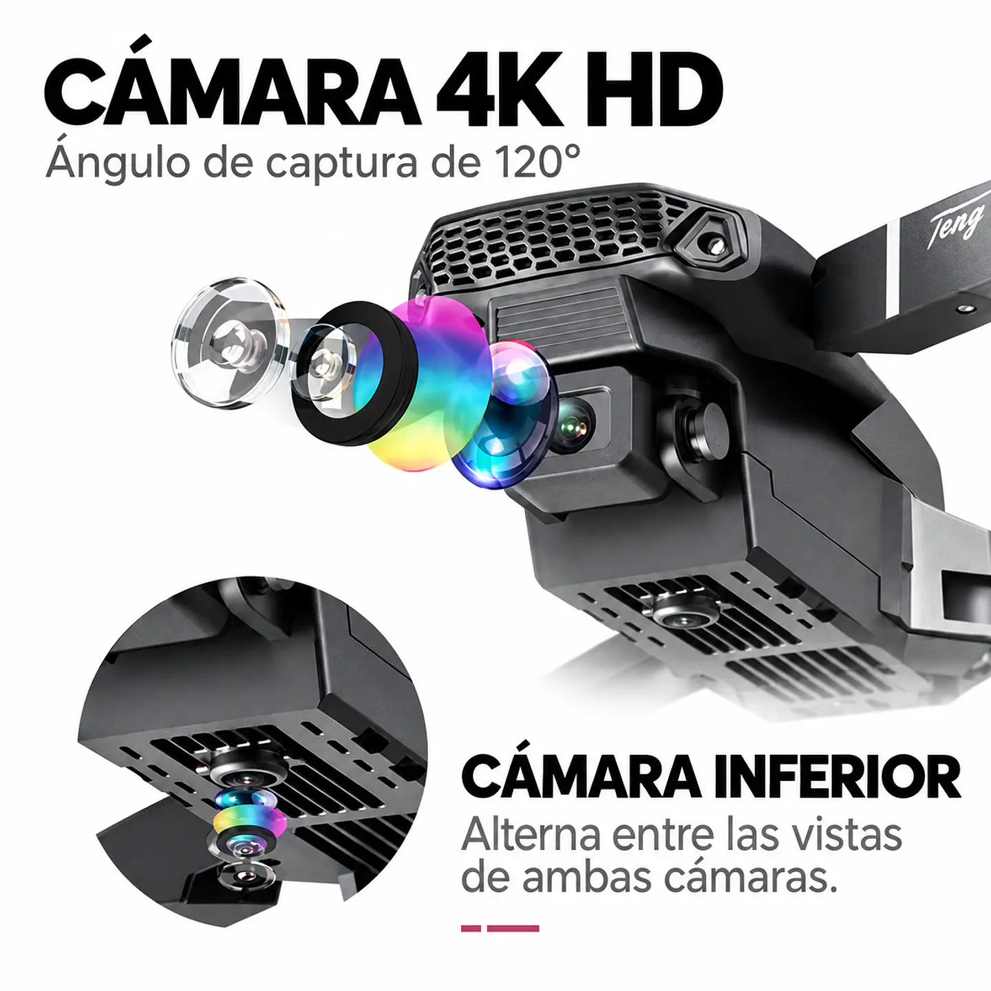 Dron Plegable con Doble Cámara 4K HD y Control Remoto 3