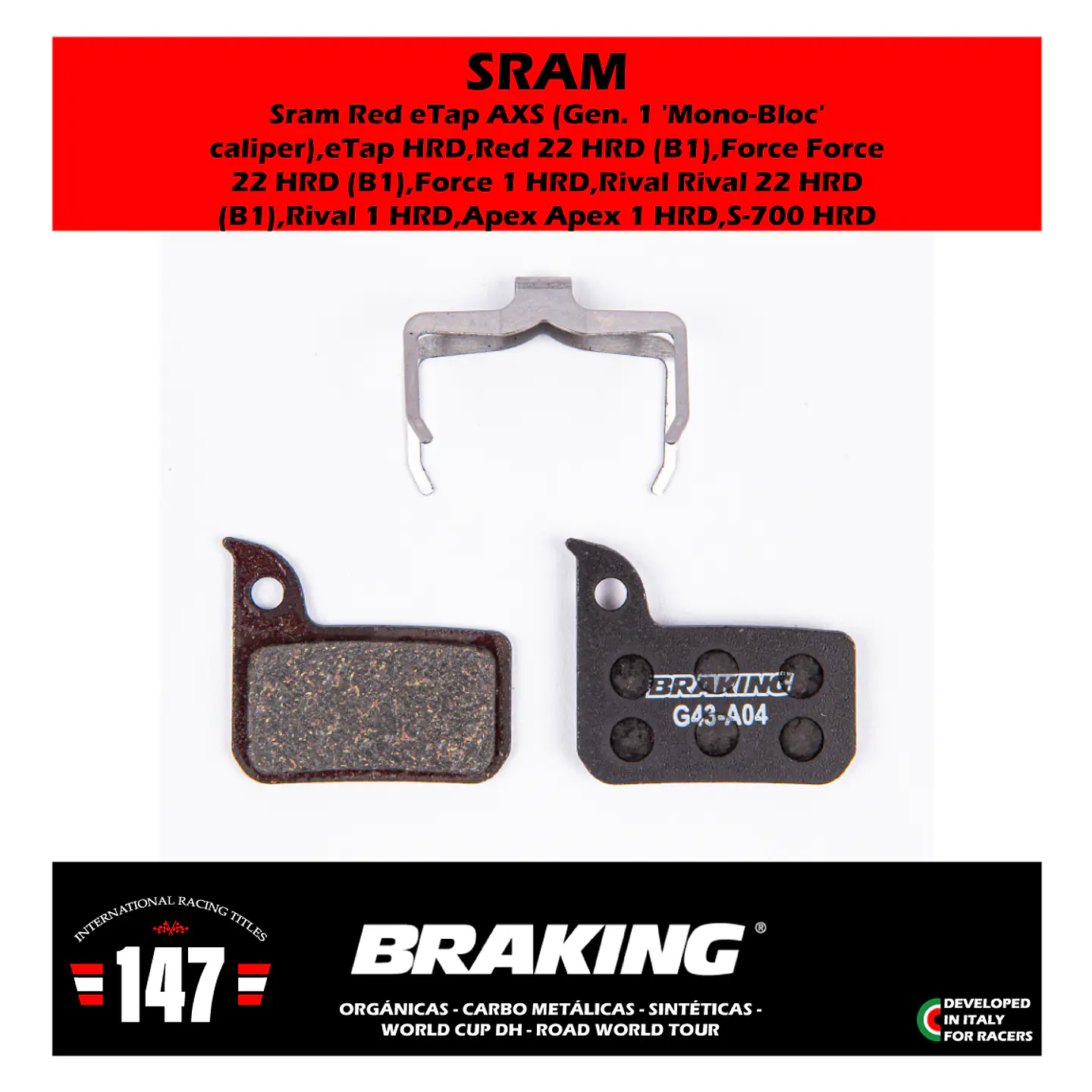 Pastillas de freno Braking para Sram RED / Level 2
