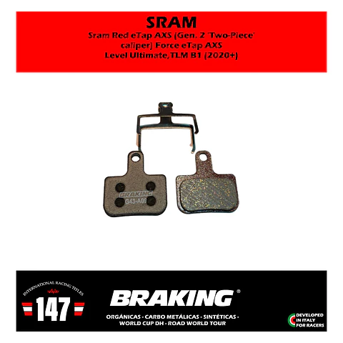 Pastillas de freno Braking para Sram RED / FORCE ETAP AXS