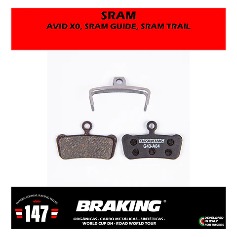 Pastillas de freno Braking para Sram Avid X0 Trail / Guide / G2