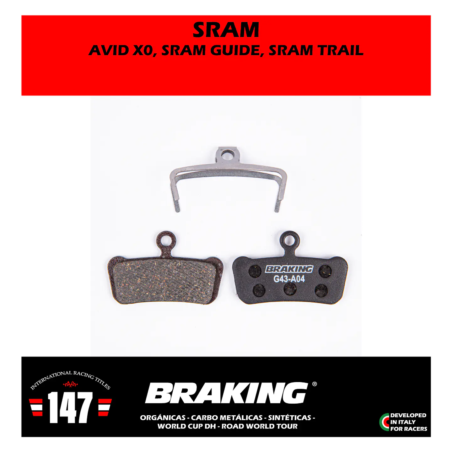 Pastillas de freno Braking para Sram Avid X0 Trail / Guide / G2 2
