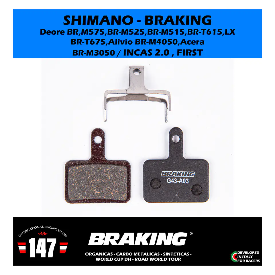 Pastillas de freno Braking Incas 2.0 / Shimano Deore 2