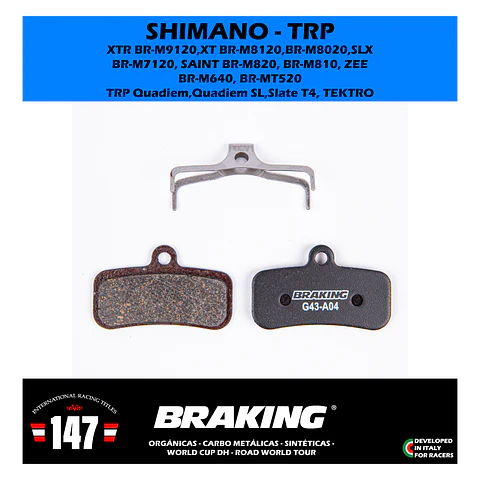 Pastillas de freno Braking para Shimano Saint / TRP DHE