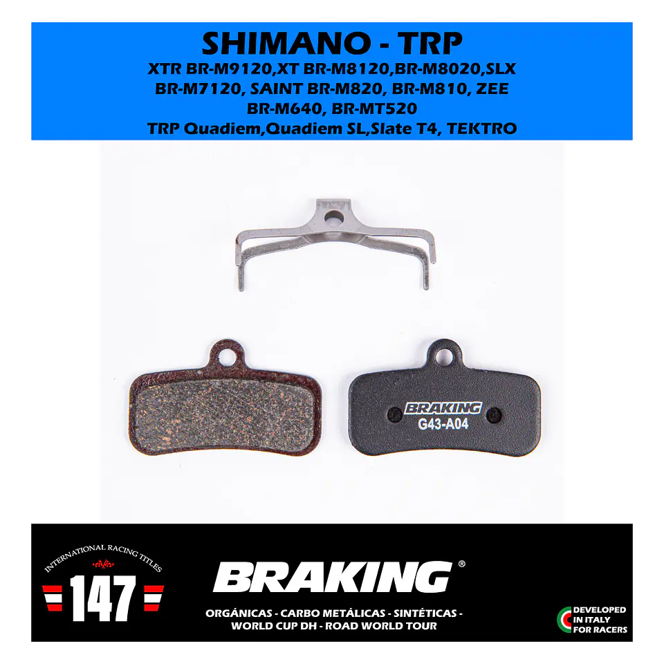 Pastillas de freno Braking para Shimano Saint / TRP DHE 2