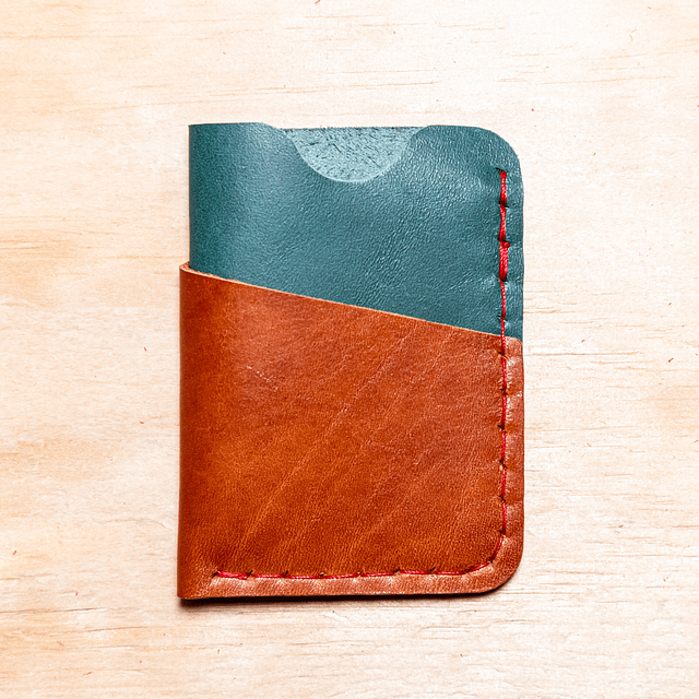 Billetera Fardela verde y caramelo