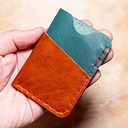 Billetera Fardela verde y caramelo