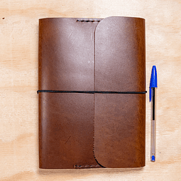 Libreta Belloto 120 hojas reemplazables A5 café claro elástico negro